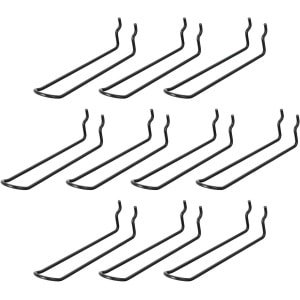 Kwalitatieve Pegboard Haken - Duurzame Metaal Hangers - Universeel Compatibel - Roestvrij Staal - Organizer Accessoires - Geschikt voor Diverse Toepassingen - Zwart - 10 Stuks - Voor Garage, Kantoor, Winkels, Keuken