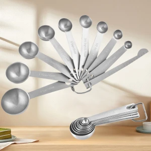 Maatlepels RVS - Maatschepjes Set - Bakspullen - Keuken Accessoires - Eetlepel en Theelepel Maat - Koffieschep - Roestvrij Staal - Kookgerei - Bakbenodigdheden - Vaatwasserbestendig - Kruidenschepjes - Zilver - 10 Stuks