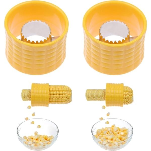 Maisschiller -Maïsrasp - Keukengerei - 2 pack-Ingebouwd hoogwaardig roestvrij staal - 7*7*5cm-Corn Stripping Tool - Kwaliteit Maisschiller - Huishoudelijk Accesoires - Keukenaccessoires - Keuken Gadget - Huishoudelijke Keuken Tool - Geel