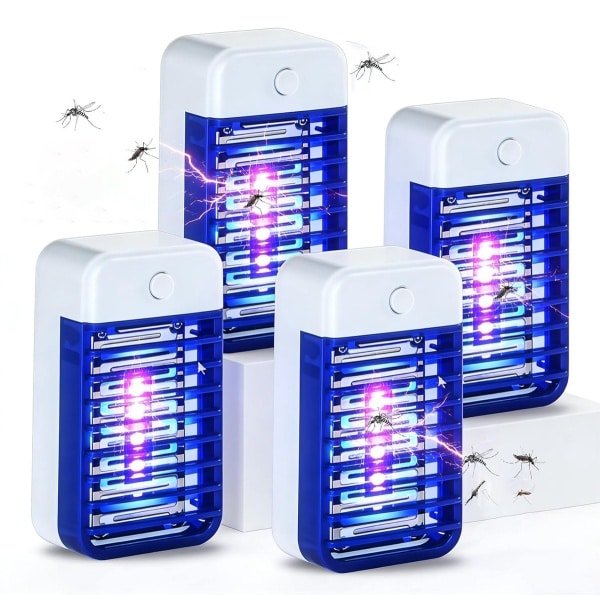 Muggenlamp Insectenverdelger - Elektrische Muggenstekker 4 Stuks - UV-insectenval voor Binnen - voor Slaapkamer, Kantoor, Keuken - Wit - 1 Verpakking