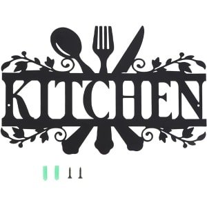 OUYLAF keuken decoratie - Decoratieve metalen plaat - decoratieve accessoires - 35 x 21 cm - zwart - keuken decoratie muur - voor huismuren, housewarming, eetkamer