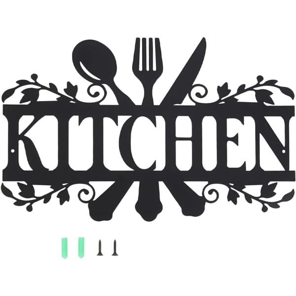 OUYLAF keuken decoratie - Decoratieve metalen plaat - decoratieve accessoires - 35 x 21 cm - zwart - keuken decoratie muur - voor huismuren, housewarming, eetkamer