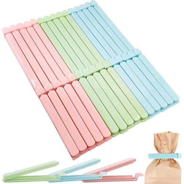 Pack of 30 Bag Closure Clips - 15 cm - 12 cm - Colorful Bag Clips - Large Clips for Pouches Closure - Bag Clips Kitchen Food Clamps - Keuken Accessoires