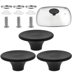 Pannendeksel Handvat - 3 Stuks - Pannendeksel Handvat Vervanging Set - Universeel - Keuken Accessoire - Warmtebestendig - Inclusief Schroeven, RVS Ringen & Siliconen Afdichtingen - Vervanging voor Alle Pannendeksel Types - Zwart