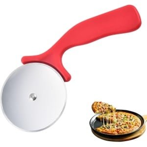 Pizza Snijder-Pizzames -Pizza Accessoires-pizzasnijder-bakgereedschap-geschikt voor keuken-thuis-gebak bakken-rood-17*6,8cm