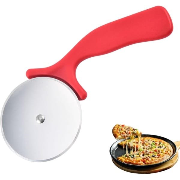 Pizza Snijder-Pizzames -Pizza Accessoires-pizzasnijder-bakgereedschap-geschikt voor keuken-thuis-gebak bakken-rood-17*6,8cm