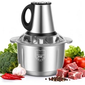 Premium Elektrische Vleesmolen - RVS 3-Snelheden Hakselaar - 5-Messen - Snelle & Gelijkmatige Hakken - Gemakkelijk te Reinigen - Geschikt voor Keuken - RVS 5 Liter 500 Watt