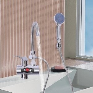 Premium - Elektrische kraan met doorstroomverwarmer 3000W - Warm water kraan - Douche - Woningen en hotels - Chroom - Zwarte 360 graden - Geschikt voor badkamer en keuken - Inclusief installatie | Bol.com