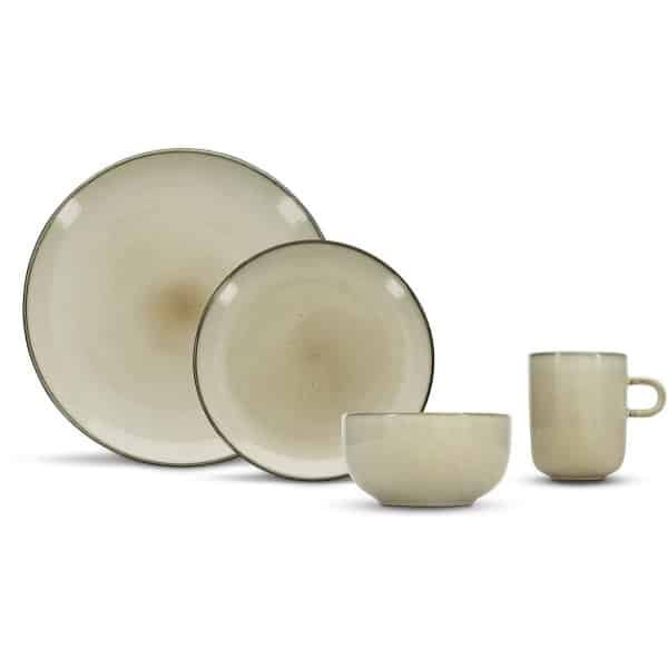 Salt & Pepper Serviesset Meridian - Ivoor - 16-delig voor 4 personen - Dinerborden, ontbijtborden en kommen - Modern design - Keramiek - Tafelservies - Keuken accessoires