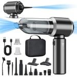 Sander Shop 2-in-1 handstofzuiger accu, 15000PA handstofzuiger, draadloos, autostofzuiger, sterk, 3 snelheden 80.000 tpm elektrische stofblazer persluchtspray voor het reinigen van auto, keuken, pc, bank, kantoo