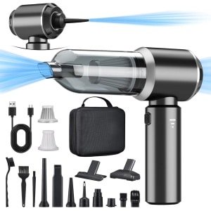 Sander Shop 2-in-1 handstofzuiger accu, 15000PA handstofzuiger, draadloos, autostofzuiger, sterk, 3 snelheden 80.000 tpm elektrische stofblazer persluchtspray voor het reinigen van auto, keuken, pc, bank, kantoo