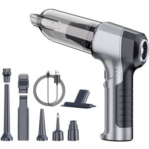 Sander Shop Mini stofzuiger Handstofzuiger, accu, 4-in-1, sterke autostofzuiger, 15000 Pa, 3 versnellingen, 80.000 omw/min, handstofzuiger, draadloos, elektrische stofventilator, perslucht voor auto, keuken, pc, bank