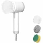 Schoonmaakborstel - Elektrische schoonmaakborstel - Draadloze keukenreiniger Geschikt voor oplaadbare Type-C-batterij - 1200 mAh - Inclusief nylon borstelkop en schuurspons - Geschikt voor keuken, badkamer en huishoudelijke schoonmaak - Wit