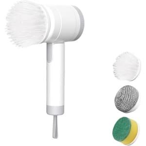 Schoonmaakborstel - Elektrische schoonmaakborstel - Draadloze keukenreiniger Geschikt voor oplaadbare Type-C-batterij - 1200 mAh - Inclusief nylon borstelkop en schuurspons - Geschikt voor keuken, badkamer en huishoudelijke schoonmaak - Wit
