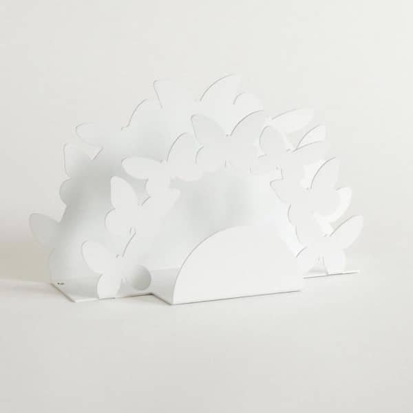 Servethouder Vlinders - Keuken Accessoire - Tafel Decoratie - Dubbelzijdig Design - 22 x 8 x 23 cm - Wit