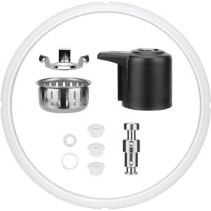 Set van 10 snelkookpan vervangingsonderdelen - Silicone afdichting - Stoom ontluchtingsventiel - Vlotterventiel - Pakkingen - Anti-blokkerings schild - Schildbeugel - Compatibel met Duo 8 Quart - Keuken accessoires in grijs en zwart.