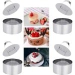 Set van 4 roestvrijstalen dessert ringen en 4 voedselpersen - keuken accessoires .