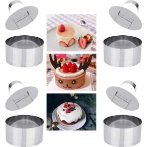 Set van 4 roestvrijstalen dessert ringen en 4 voedselpersen - keuken accessoires .