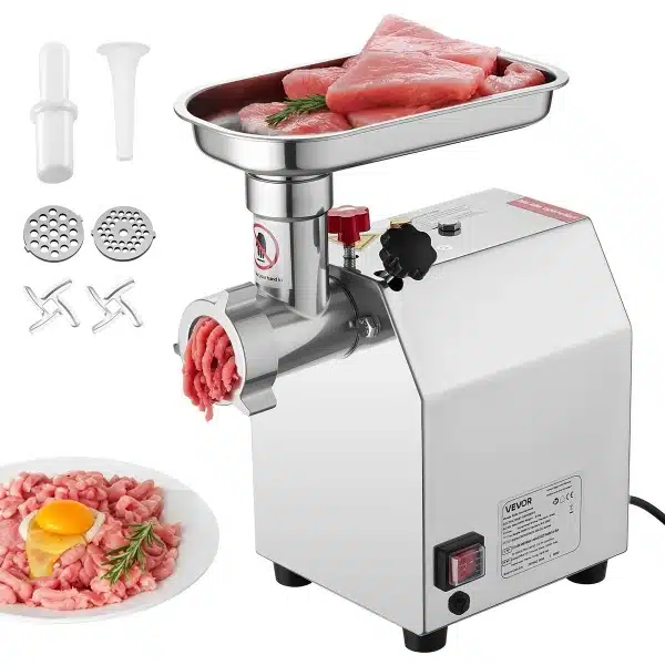 Seth Select Vleesmolen - Worstmaker - Elektrische Vleesmolen met Mes Slijpplaat - 5.5lbs/ minuut capaciteit 12size - Voor keuken thuis