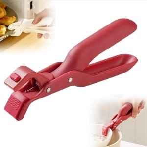 Siliconen antislip, warmte-isolerende en anti-verbrandingsklemmen - Elektrische kookplatenklemmen - Multi-hoek elektrische kookplatenklemmen - Camping kookgereiklemmen - Draagbare pot- en pannenhouder - Hittebestendige keuken kookgereiklemmen - Rood