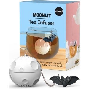 Spooky Theezeef met Maan en Vleermuis - Losse theeblaadjes Infuser en Accessoires voor een Goth Keuken
