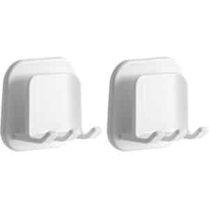 Tandenborstelhouder - 2-delige set - Tandenborstelhouder voor aan de muur in de badkamer - Zelfklevende tandenborstelhouder - Houder voor elektrische tandenborstels - Multifunctionele haak voor badkamer en keuken, boren niet nodig, wit