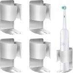 Tandenborstelhouder, 4 stuks, roestvrijstalen elektrische tandenborstelhouder, elektrische tandenborstelhouder, zelfklevende wandmontage voor badkamer, keuken, boren niet nodig