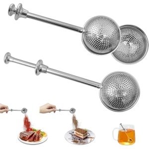 Theebal met lange steel voor losse bladeren brouwen - Thee Infuser Zeef - Theebenodigdheden - RVS - Geschikt voor Mokken en Theepotten - Keuken Accessoires