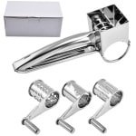 Trommelrasp - Met 4 Rollen - RVS - Handgebogen - Spiraalsnijder - Roterende - Handmatige Kaassnijder - Kaasrasp - Schaaf - Rasp - Molen - Kaasrasp harde kaas - Keukengerei - Keuken accessoires - Geschikt als Kaasmolen en Rasp - Zilver
