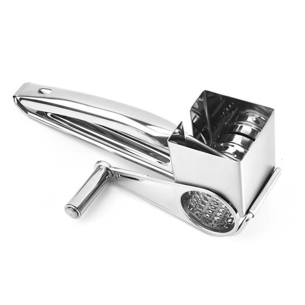 Trommelrasp - RVS - Handgebogen - Spiraalsnijder - Roterende - Handmatige Kaassnijder - Kaasrasp - Schaaf - Rasp - Molen - Kaasrasp harde kaas - Keukengerei - Keuken accessoires - Geschikt als Kaasmolen en Rasp - Zilver