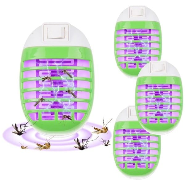 UV Muggenlamp Set van 4 - Elektrische Insectenlamp met Stekker - Effectief tegen Muggen, Vliegen en Motten - Voor Binnenruimtes zoals Slaapkamer, Keuken en Eetkamer