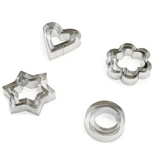 Uitsteekvormpjes Set - 24-Delige RVS Koekjesvormen Set - Koekjes Vormen - Bakgereedschap - Keuken Accessoires - Hart/Bloem/Rond/Star Vormen - Perfect voor Valentijnsdag, feestjes en bijeenkomsten