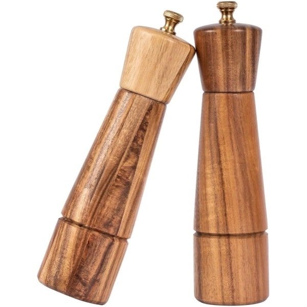 Verstelbare Zout en Peper Molen Set - Huishoudelijk Keuken Accessoire - 2 Stuks - Acacia Hout - 22 cm