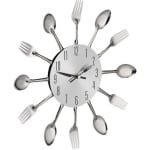 Wandklok Bestek - Keuken Accessoire - Ø 31 cm - Zilver - Metaal