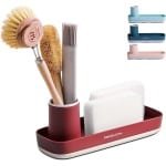 Wastafel Organizer voor Spoelbak - Keuken Accessoire voor Sponzen, Zeep en Afwasborstel - Rood