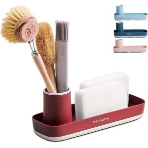 Wastafel Organizer voor Spoelbak - Keuken Accessoire voor Sponzen, Zeep en Afwasborstel - Rood