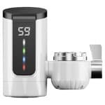 Waterverwarmerkraan, groot dynamisch digitaal display, elektrische badkamerkraan, keuken, 1 witte elektrische waterverwarmer