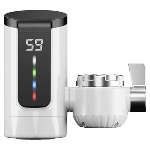 Waterverwarmerkraan, groot dynamisch digitaal display, elektrische badkamerkraan, keuken, 1 witte elektrische waterverwarmer