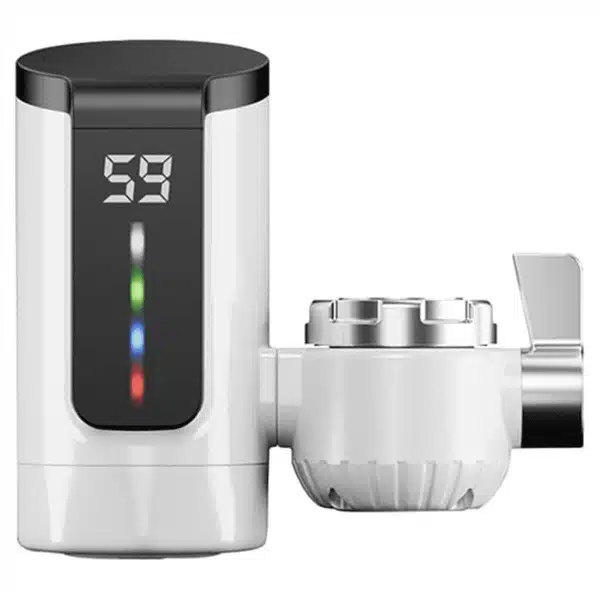 Waterverwarmerkraan, groot dynamisch digitaal display, elektrische badkamerkraan, keuken, 1 witte elektrische waterverwarmer
