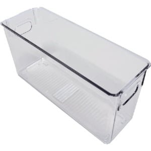 Ziva Refrigerator Organizer Bin C4 met Deksel - Koelkast Opbergbak - 268x95x133mm Afmetingen - Voedsel Opbergbox met Deksel - Keuken Organisatie Accessoire - Transparante Gestructureerde Opslagoplossing voor Efficiënte Koelkastorganisatie