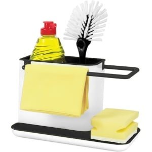 1 Keukengerei opbergdoos, gootsteen organizer, keuken sponshouder, opbergplank voor schoonmaakproducten en afdruiprek, accessoires