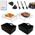 10 STKS Dual Air Fryer AF300UK AF400UK - Lucht friteuse Accessoires - Liners Mand - Air Fryer Rack - Siliconen Oven Handschoenen - Voedsel Clip - Olie Borstel - Keuken Koken