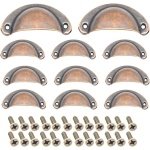 12 stuks Shell Handvatten - Lade Handvatten met Schroeven - Keukenkast Meubels - Keuken Accessoires (Rood Brons)