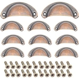 12 stuks Shell Handvatten - Lade Handvatten met Schroeven - Keukenkast Meubels - Keuken Accessoires (Rood Brons)