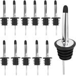 12x Schenktuit - Schenkdop voor op fles - Flesstop met schenker - Wijn / olie schenker - Pour spout - RVS - Druppelvrij doseren - Met dopjes - Keuken / bar accessoires - Jonyx