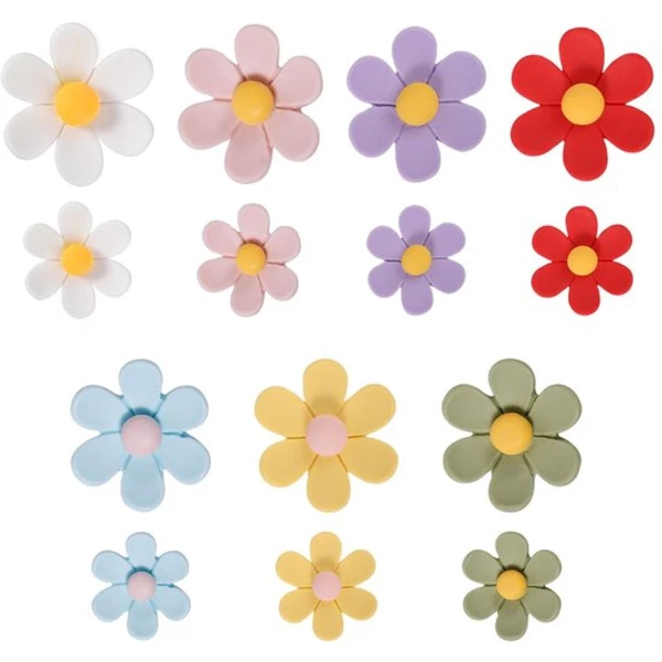 14-delige 3D Bloemen Koelkastmagneten, Schattige Koelkastmagneten Kleurrijke Magnetische Decoratie Grappige Decoratieve Accessoires voor Kluis Kantoor Keuken (7 Klein + 7 Groot)
