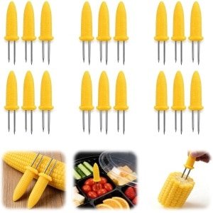 18 Stuks Maïskolf Prikkers - RVS Creatieve Kebab Prikkers - Grill Accessoires voor Feest - Picknick - Kampeervoeding - Keuken Gereedschap