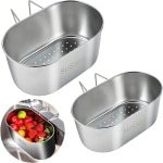 2 Pcs Sink Organiser - Stainless Steel - Strainer - Basin - Caddy Organiser - Basket - Drainer Strainer - Vegetable/Fruit - Keuken Accessoires
