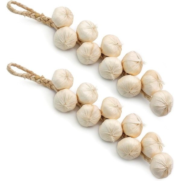 2 Stuks Neppui- en Knoflookguirlandes, Decoratieve Kunstplanten voor Keuken en Tuin, Ideaal voor Kerstdecoratie en Fotografie Accessoires