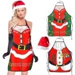 2 stuks grappige kerstschorten uniseks set voor vrouwen mannen, kerstversiering sexy paar skorten met 1 kerstmuts voor horeca keuken bakken BBQ Kerstmis kostuum accessoires